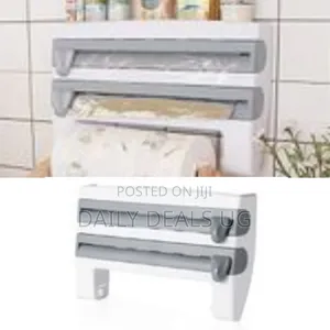 4 in 1 Cling Film, Paper Towel and Foil Storage Rack Cutter, Holder