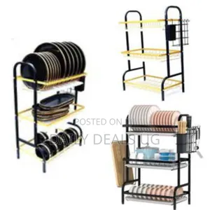 3 Tier Aluminum Plate Dish Drying Draining Rack Storage Organizer