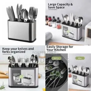 Kitchen Utensil Holder, Rustproof Stainless Steel Flatware Cutlery