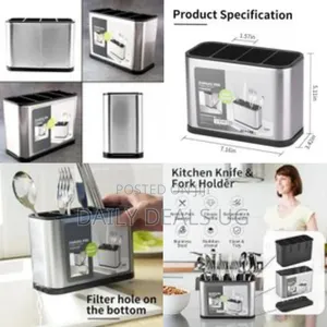 Kitchen Utensil Holder, Rustproof Stainless Steel Flatware Cutlery