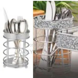 Kitchen Sense Chrome Modern Countertop Round Utensil Holder Cutlery