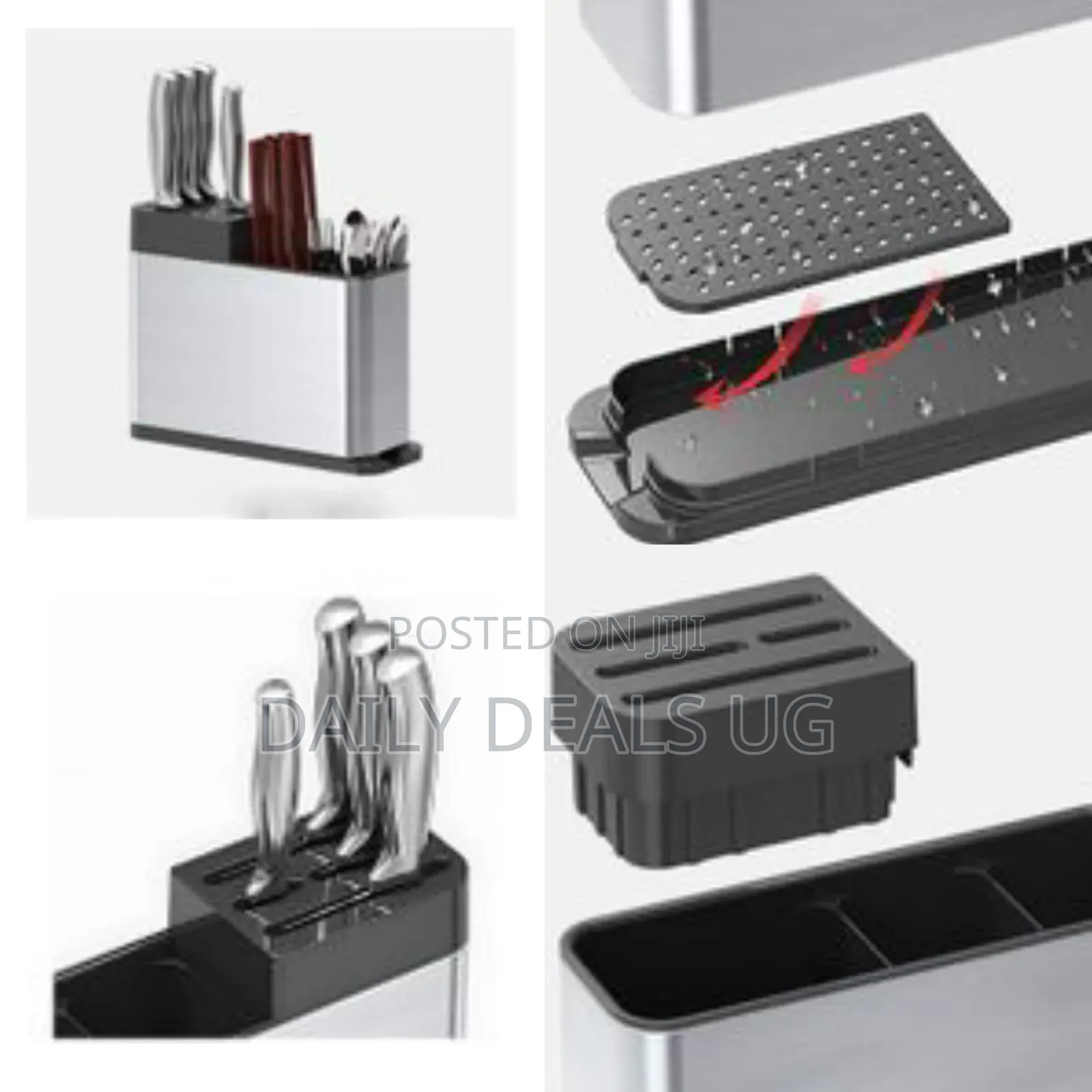 Kitchen Utensil Holder Block With Drainboard Cutlery Rust Proof