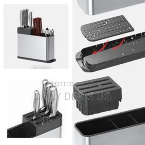 Kitchen Utensil Holder Block With Drainboard Cutlery Rust Proof