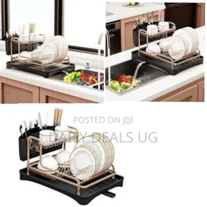 Aluminum Dish Drying Rack With Removable Cutlery Cup Holder