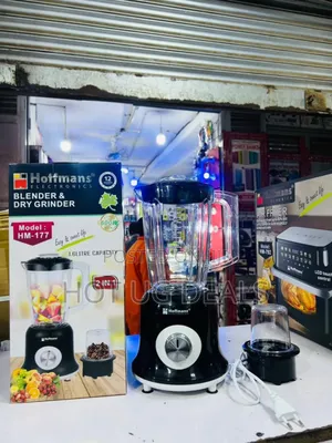 Hoffmans 1.6l Blender, Dry Grinder 2 In 1 Black, White