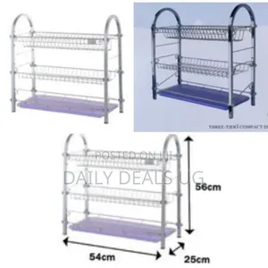 3 Tier Chrome Plated Dish Drying Rack Dish Drainer Kitchen