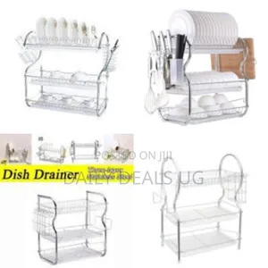 3 Tier Stainless Steel Dish Drainer Rack -Multi Design, Silver
