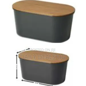 Bamboo Storage Bread Bin and Cutting Board Lid,Grey