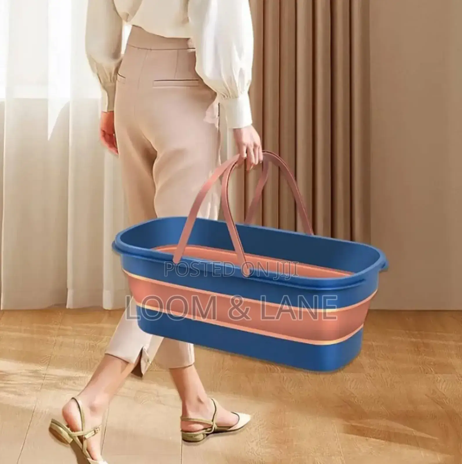 Large Flat Foldable Cleaning Bucket With Mop