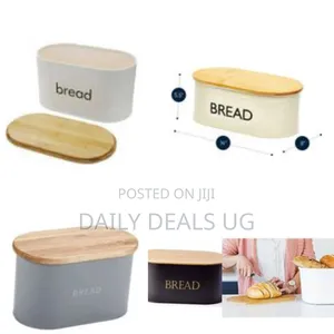 Bamboo Storage Bread Bin and Cutting Board Lid,White