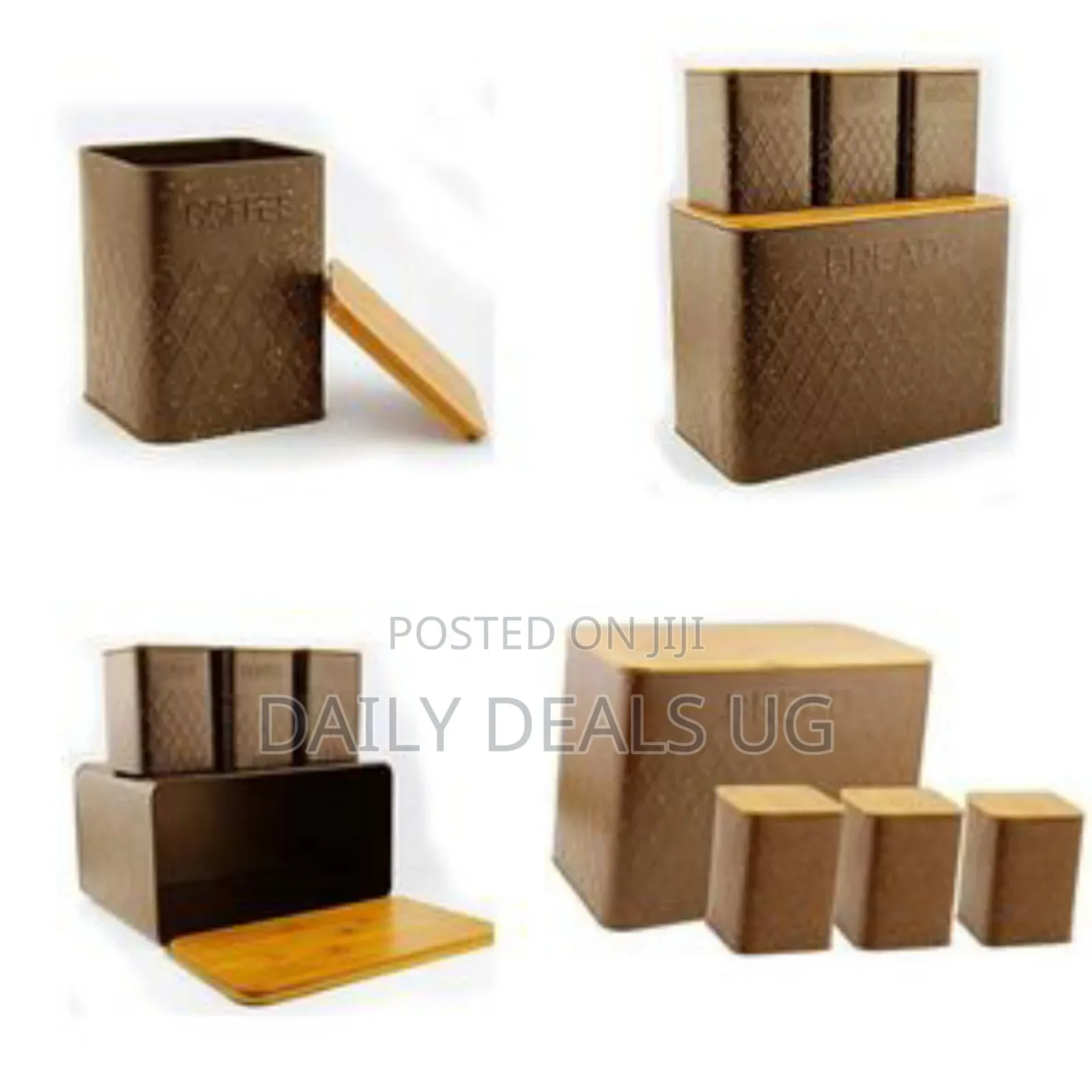 1 Piece Bread Bin and 3 Piece Sugar Bowl, Canister Storage Set