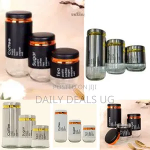 3-Piece Modern Glass Jar Set With Airtight Stainless Steel Lids Food