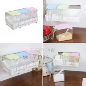 3 Piece Wall-Mounted Plastic Sugar/Spice Storage Organizer Jars