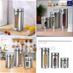 3pcs Stainless Steel Kitchen Storage Tank Food Canister for Kitchen