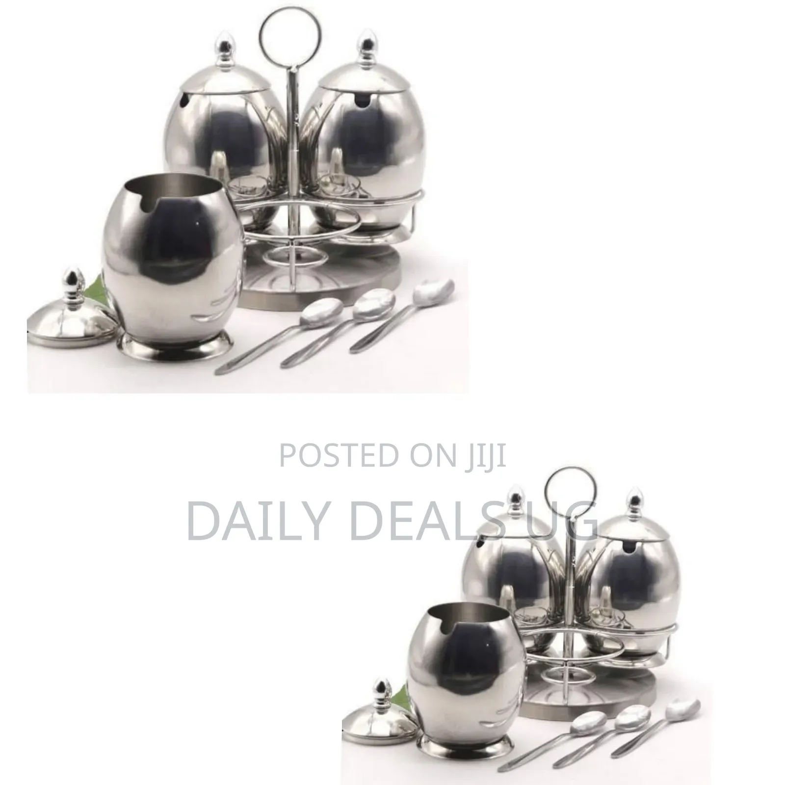 3 Piece Stainless Steel Egg Spice Sugar Bowl Canister Storage Tins