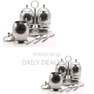3 Piece Stainless Steel Egg Spice Sugar Bowl Canister Storage Tins