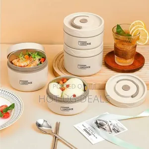4pcs Stainless Steel Thermal Lunch Box Set With Bag - Multicolor