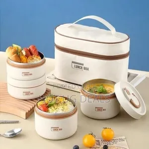 4 Piece Stackable, Insulated Lunch Box Set With A Carrying Bag.