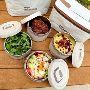 4 Piece Stackable, Insulated Lunch Box Set With A Carrying Bag.