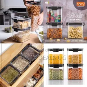 700ml 4-Piece Plastic Transparent Plain Storage Box Tins Containers