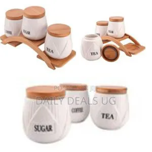 3 Piece Tea,Coffee,Sugar Bowl/Canister Storage Set-White