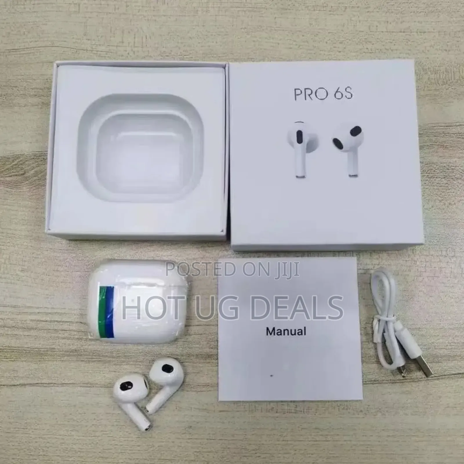 Pro 6s Wireless Bluetooth Earbuds With Charging Case - White