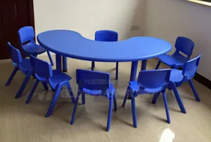 Moon Shaped Plastic Kids Table and Chairs Set