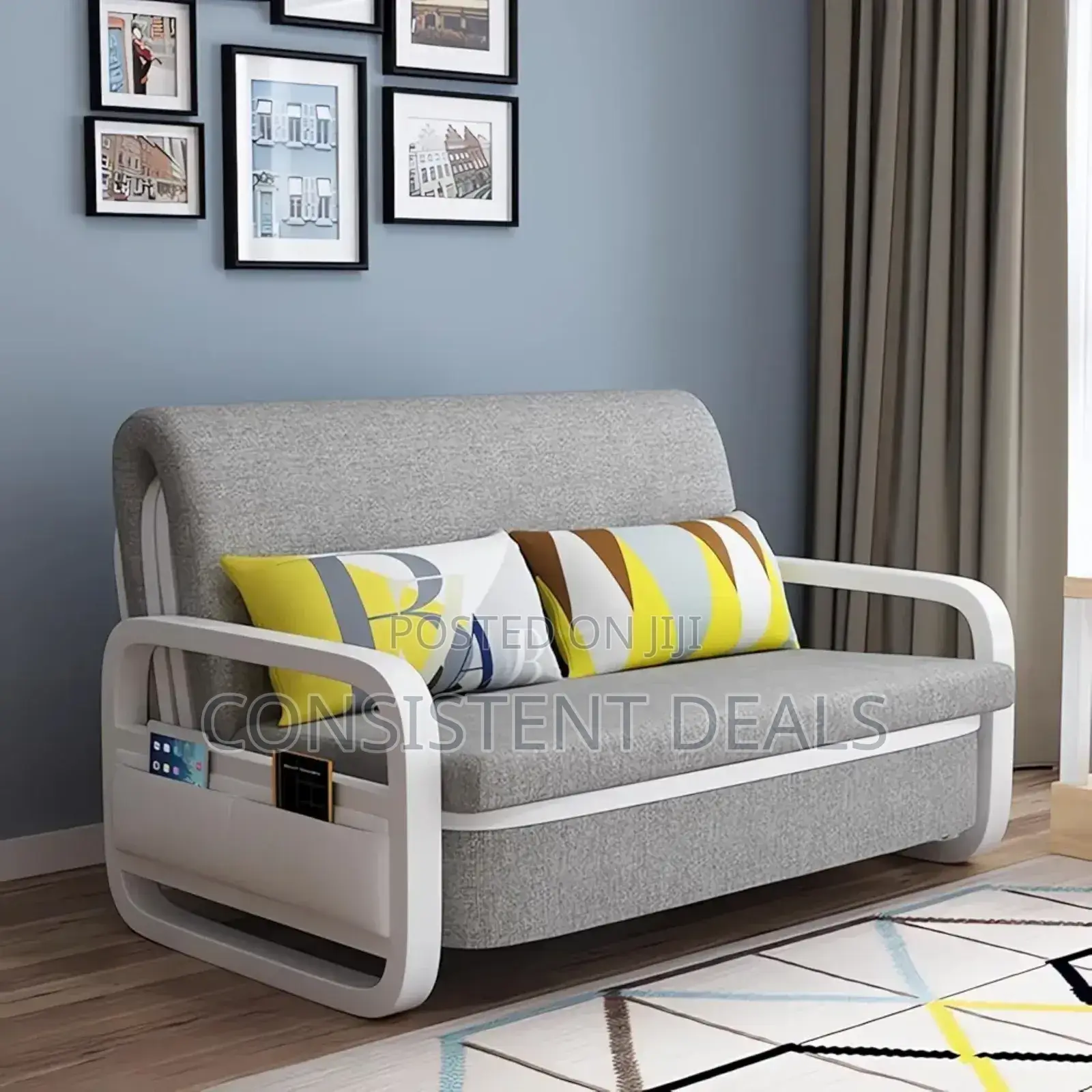 Pull-Out Foldable Sofa Bed Double-Seat Multi-Functional Soft Sofa
