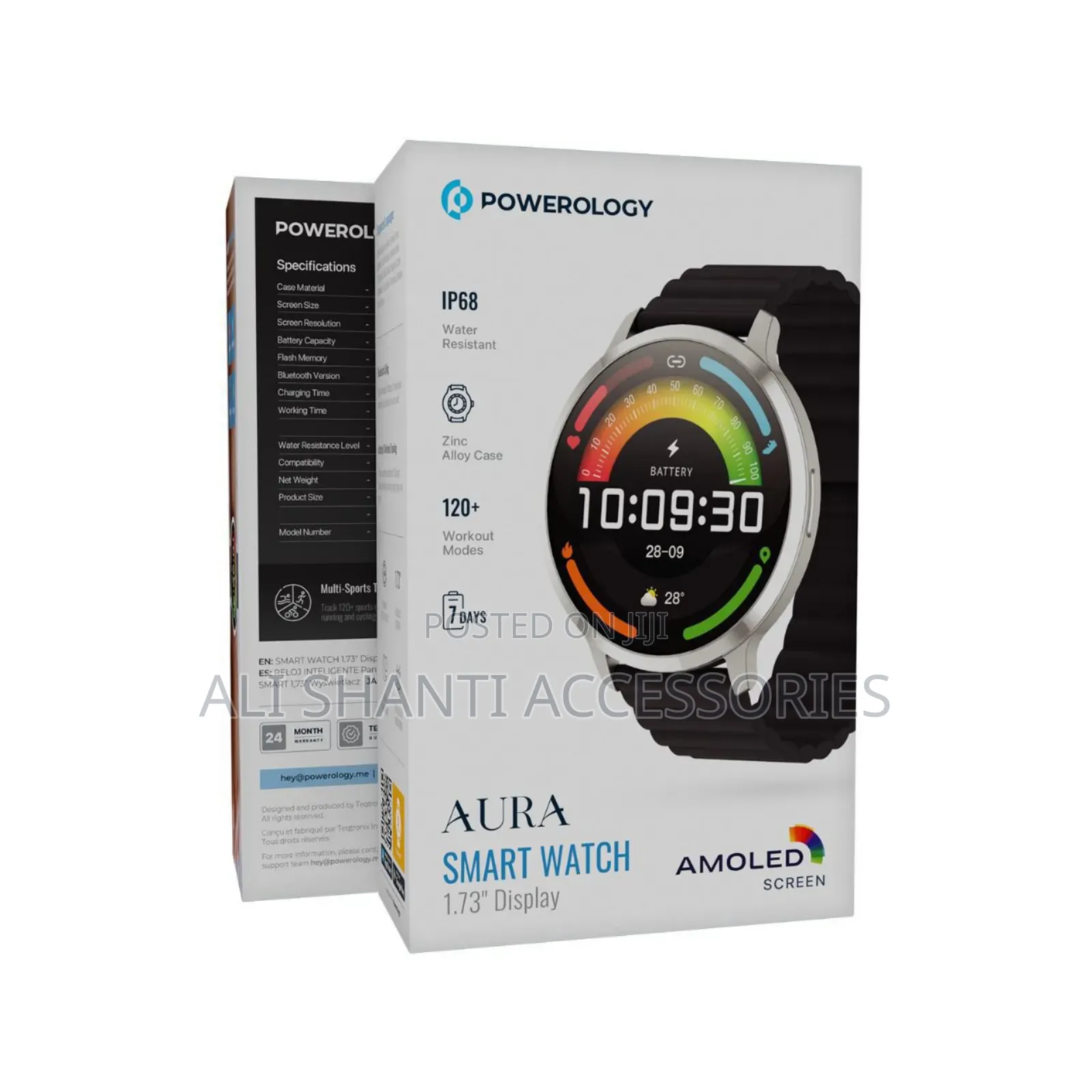 Powerology Aura Smart Watch With 1.73" Amoled Screen,