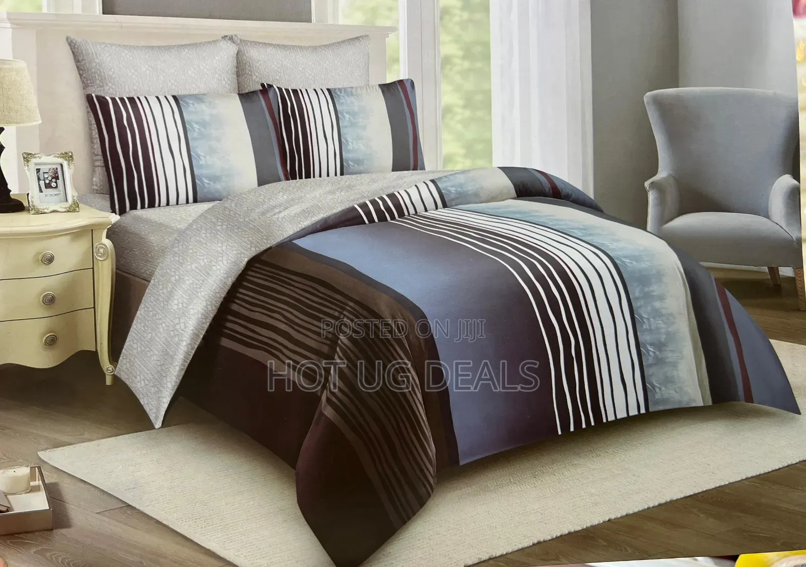 6x6 Bedcover With One Bedsheet And Two Pillow Covers - Multicolored