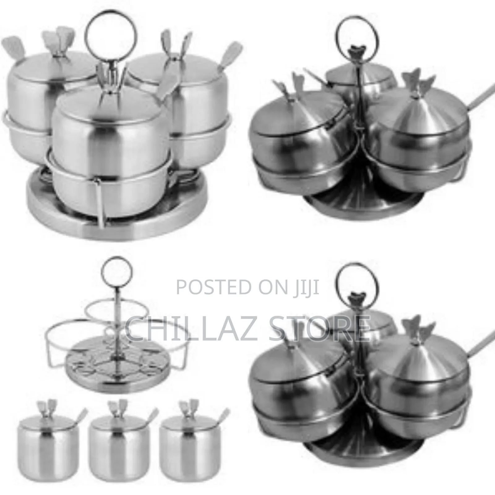 3 PCS Stainless Steel Rotating Spice Storage Containers.