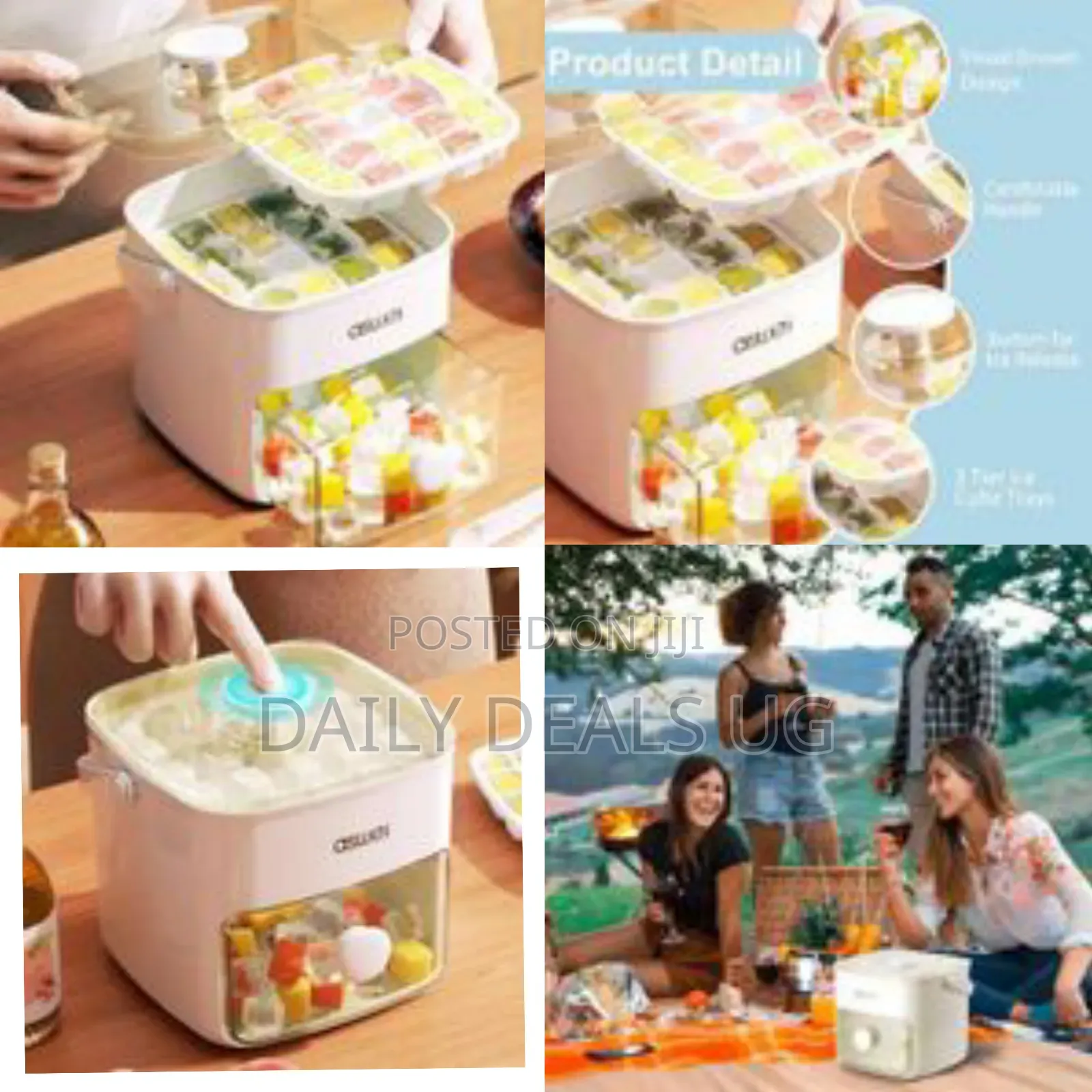 1 Set Press Ice Cube Tray With Lid and Bin Ice Trays for Freeze Press
