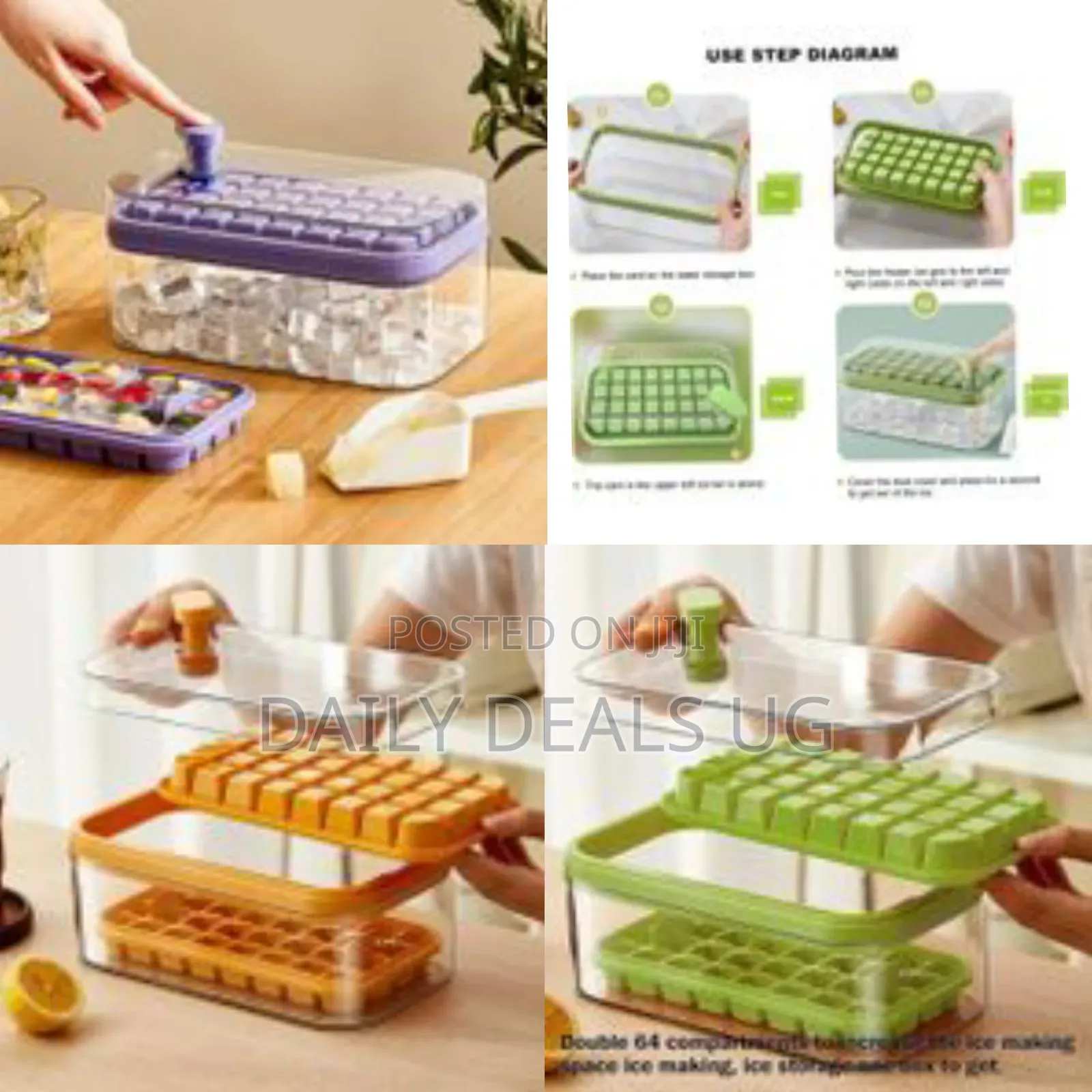 32/64grid Pressing Style Ice Mold Box Plastics Ice Cube Maker