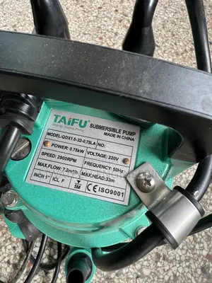 Taifu Qxd1.5-32-0.75 Submersible Pump Head Max 33m 1hp C/W 10m Cable