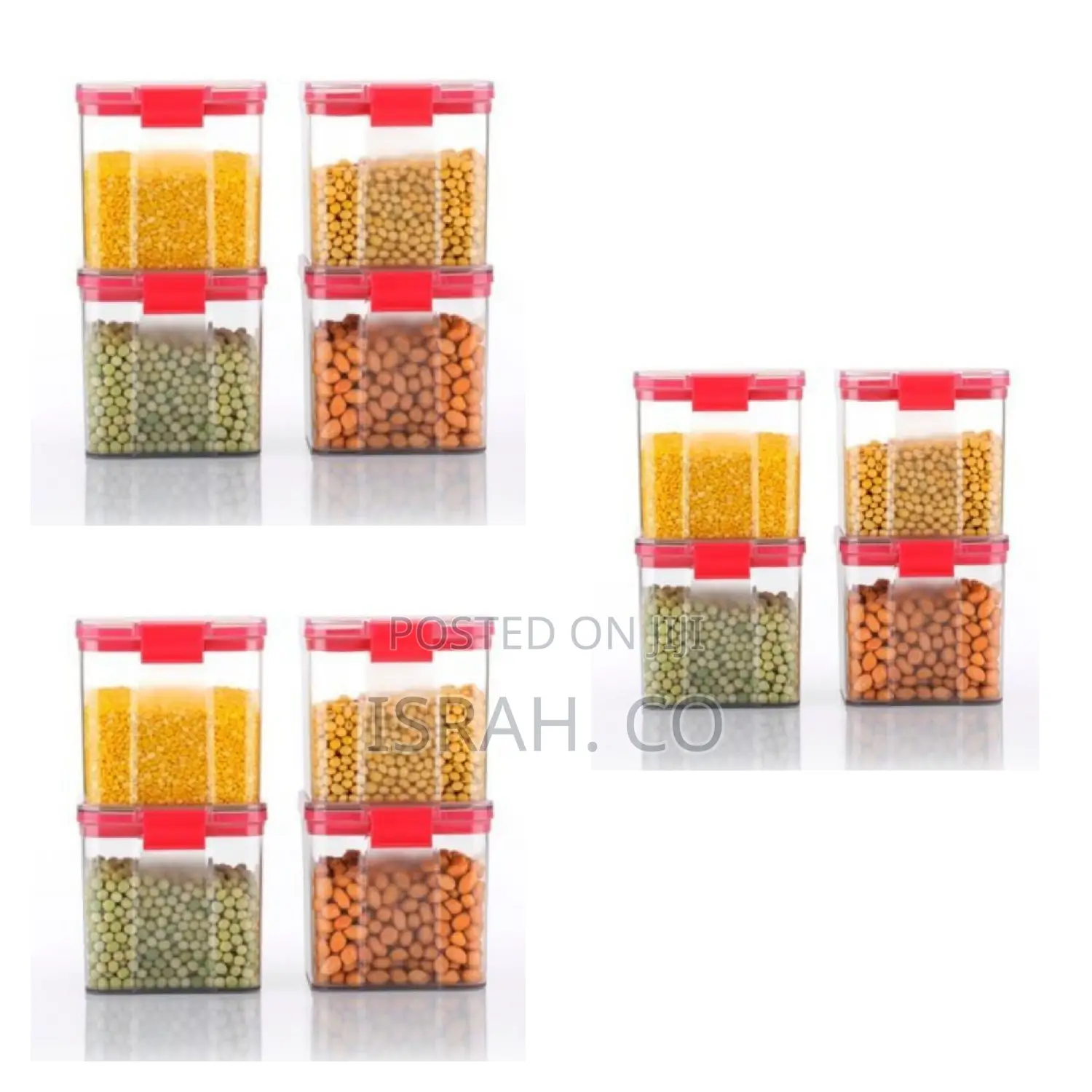 4piece Plastic Transparent Plain Storage Box Tins Containers