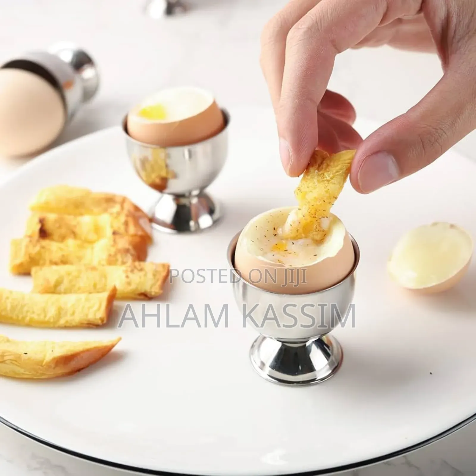Pair of Half Boiled Egg Cup Holder Trays