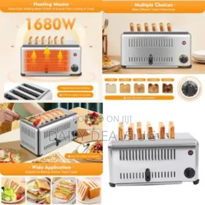 6 Slice Bread Toaster, 1680w 110v Stainless Steel Commercial