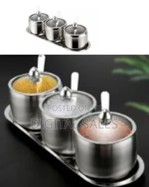 3 Pc Seasoning Containers Spice Jar Rack Condiment Salt Pepper Sugar