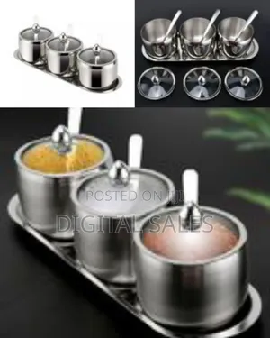 3 Pc Seasoning Containers Spice Jar Rack Condiment Salt Pepper Sugar