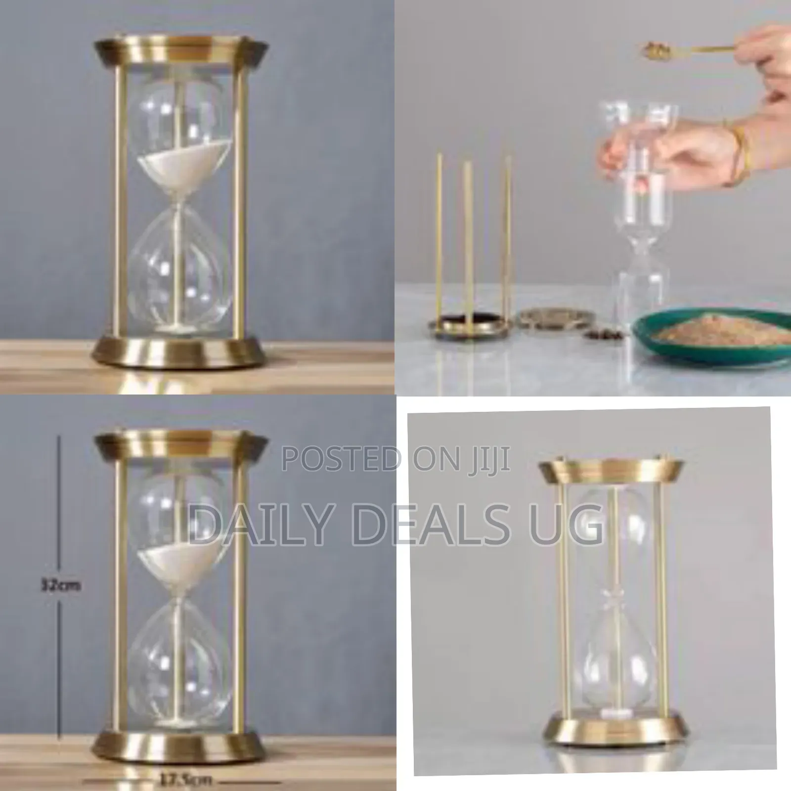 32*17.5cm Sand Timer Rotating Hourglass Brass Tone 15 30 60 Minutes