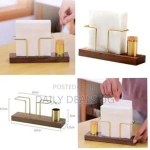 1pc Solid Wood Creative Vertical Tissue Storage Rack With Toothpick H
