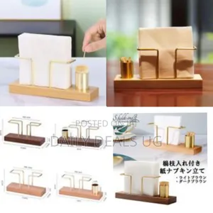 1pc Solid Wood Creative Vertical Tissue Storage Rack With Toothpick H