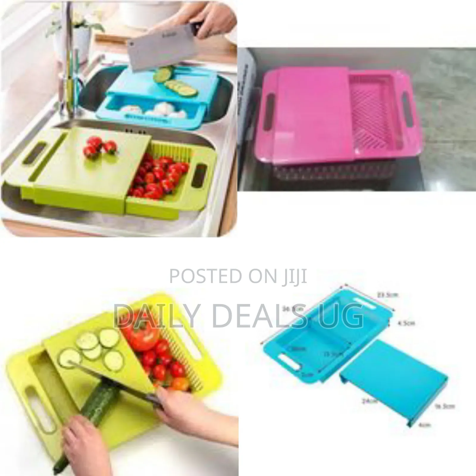 3 in 1 Chopping Board With Tray and Strainer Washing Bowl, Plastic