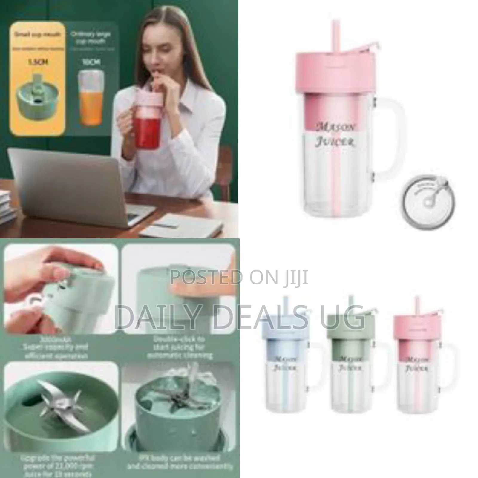 500ml Wireless Juicer Cup 10 Blades Portable Juice Blender Mini Ice