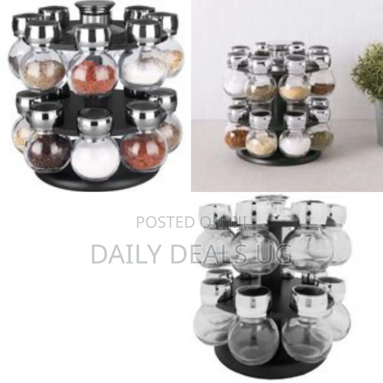 16pc Revolving Jar Kitchen Herbs Spice Rack Countertop Storage