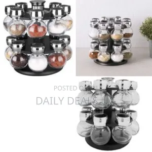 16pc Revolving Jar Kitchen Herbs Spice Rack Countertop Storage