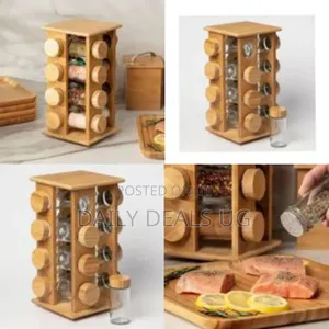 Kitchen Countertop Glass Rotating Airtight Seasoning Spice Rack 16