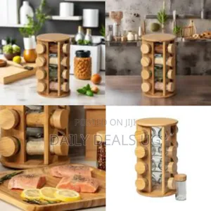 Kitchen Countertop Glass Rotating Airtight Seasoning Spice Rack 16