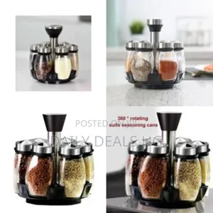 6 Spice Seasoning Jars With Lids Kitchen Storage Bottles Countertop