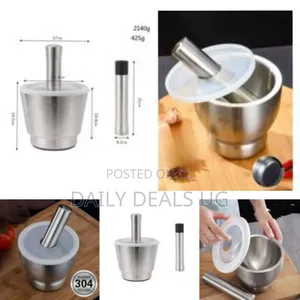 10cm Hamandista Brushed Stainless Steel Mortar and Pestle Spice Grinde